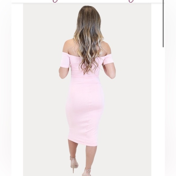 New sexy mama off the shoulder sweetheart neckline maternity midi dress burgundy - Picture 5 of 10